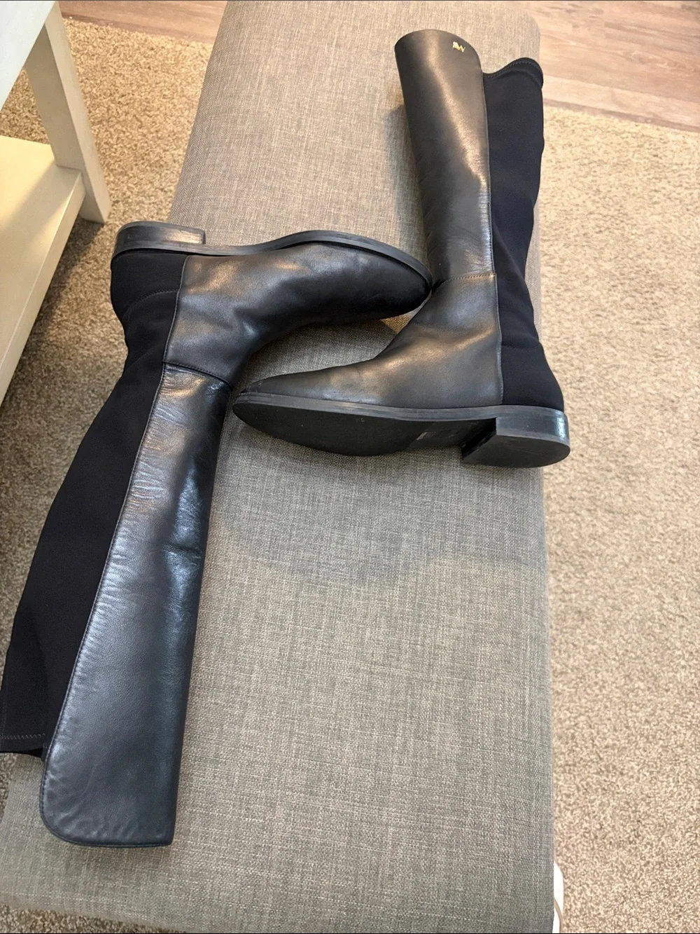 Stuart Weitzman Black Over-The-Knee Leather Riding Boots